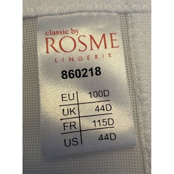 Rosme Lingerie Padded Underwire Bra White 44D - Picture 3 of 4